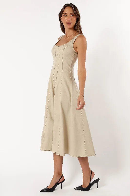 Una Midi Dress - Beige