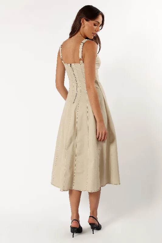 Una Midi Dress - Beige