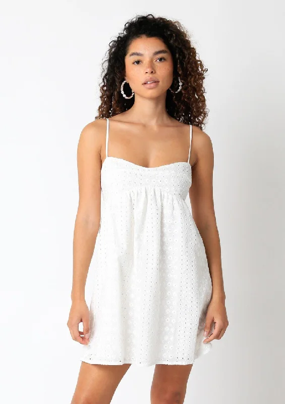 Vali White Eyelet Babydoll Cami Mini Dress