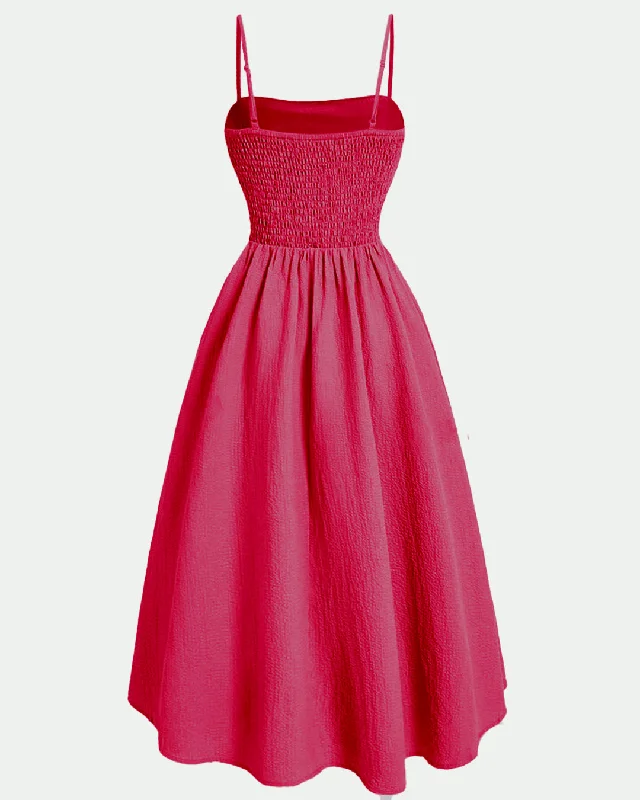 Vintage Retro Spaghetti Strap Pink Dress