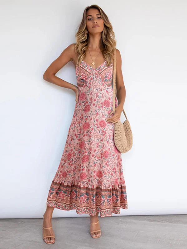 BerryBetty - Women's Bohemian suspender Floral Dress