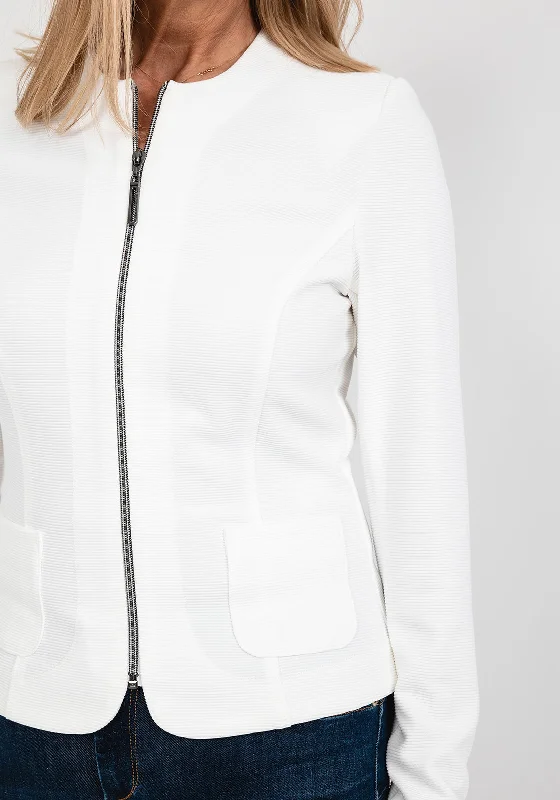 Barbara Lebek Ribbed Zip Short Jacket, White