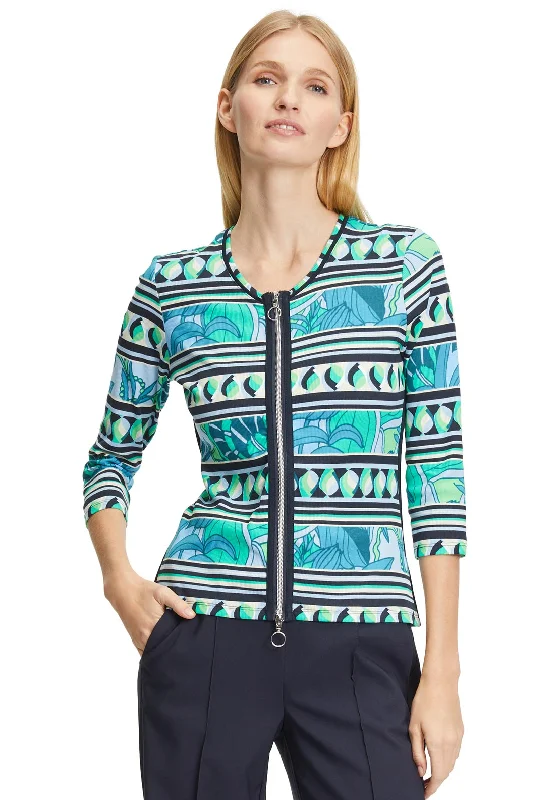 Betty Barclay Ribbed Panel Print Jersey Jacket, Multi