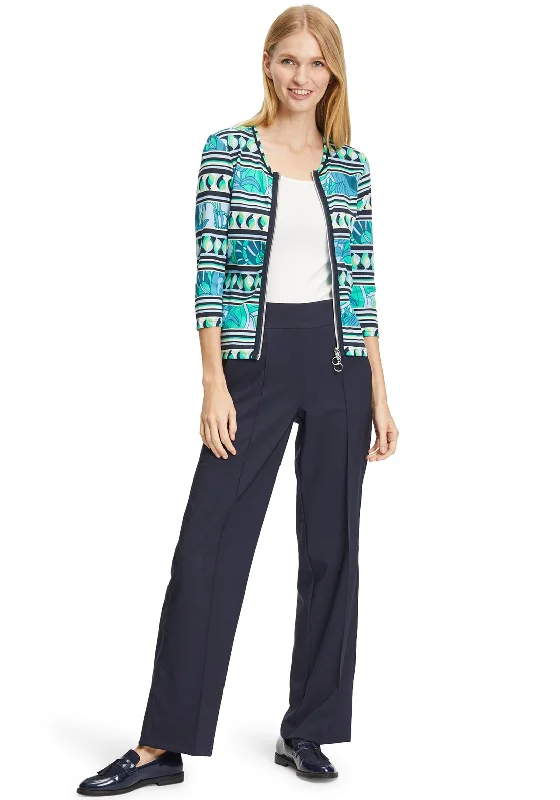 Betty Barclay Ribbed Panel Print Jersey Jacket, Multi