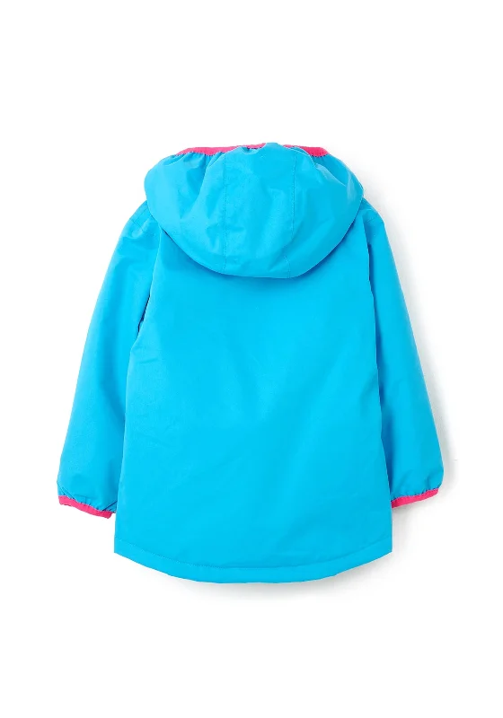 Little Lighthouse Amelia Waterproof Woodland Print Coat, Bright Teal