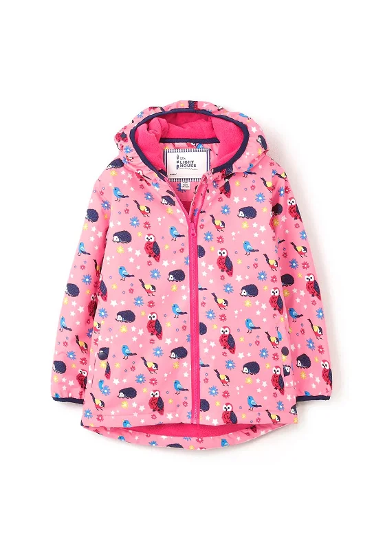 Little Lighthouse Amelia Waterproof Woodland Print Coat, Pink