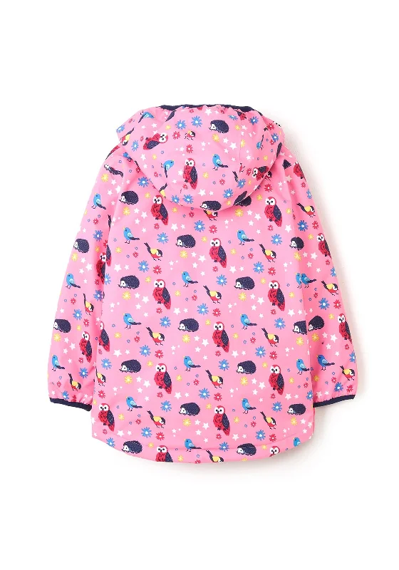 Little Lighthouse Amelia Waterproof Woodland Print Coat, Pink