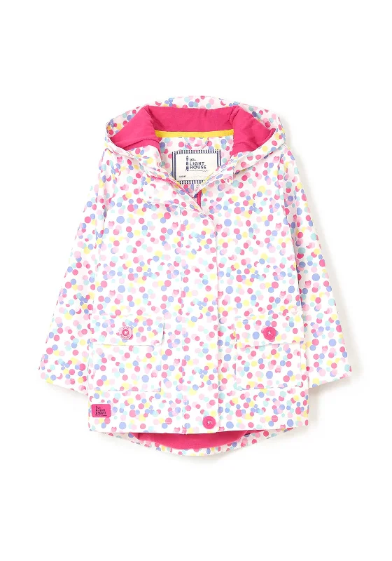 Little Lighthouse Girl Heidi Confetti Waterproof Jacket, White