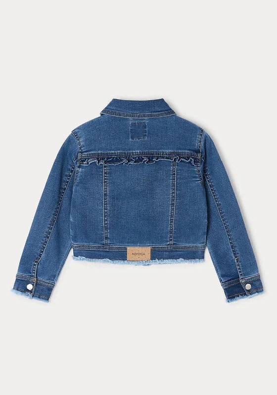 Mayoral Girls Fringed Denim Jacket, Medio