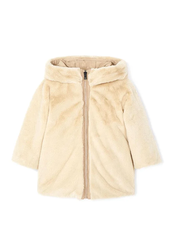 Mayoral Girl Reversible Puffer Jacket, Beige