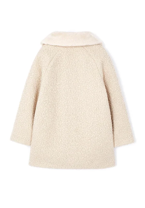 Mayoral Girl Long Sleeve Teddy Jacket, Cream