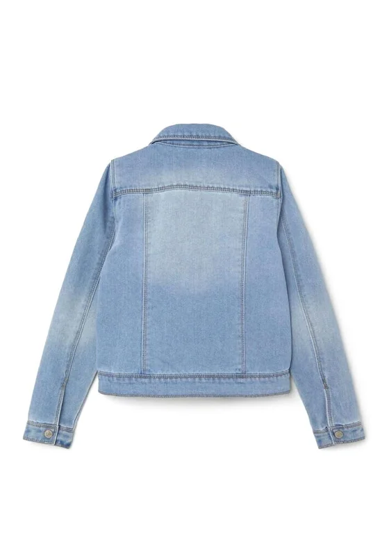 Name It Kid Girl Star Denim Jacket, Light Blue Denim