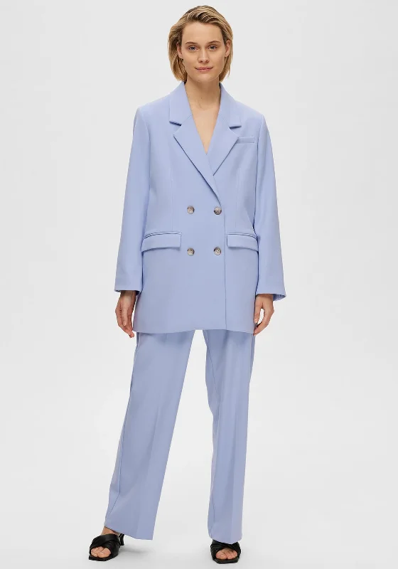 Selected Femme Myla Relaxed Blazer, Blue Heron