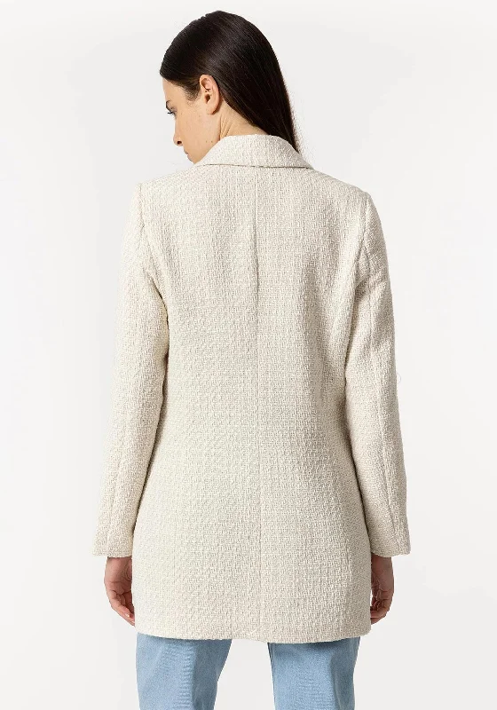 Tiffosi Tweed Long Blazer, Cream