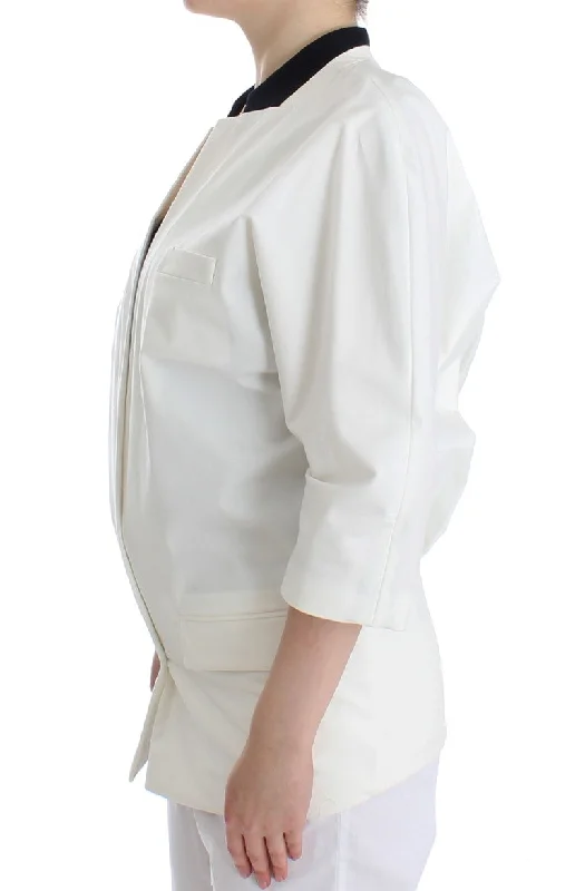 Andrea Pompilio Chic White Cotton Blend Blazer