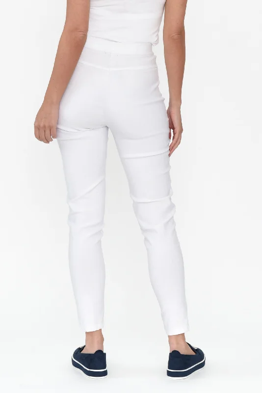 Dixon White Cotton Stretch Pants