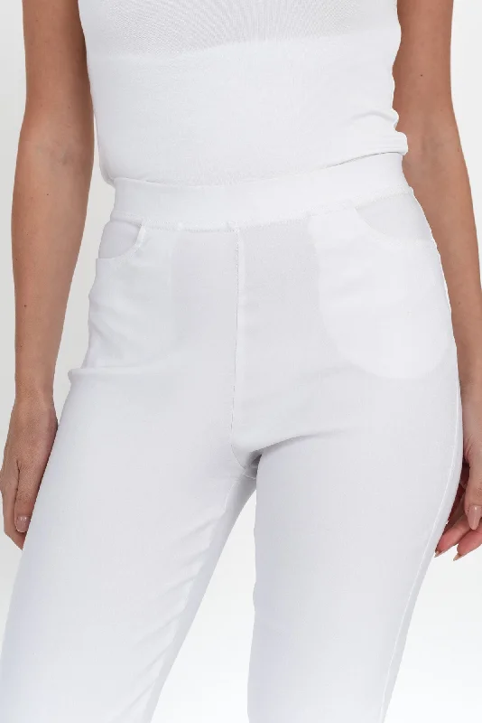 Dixon White Cotton Stretch Pants