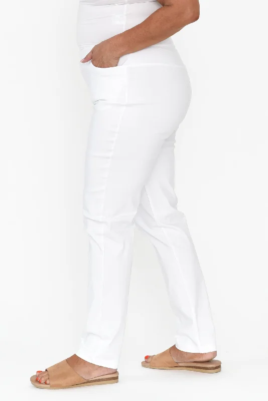 Dixon White Cotton Stretch Pants