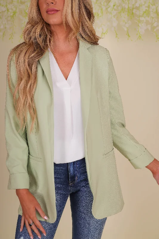 Downtown Business Blazer-Celery