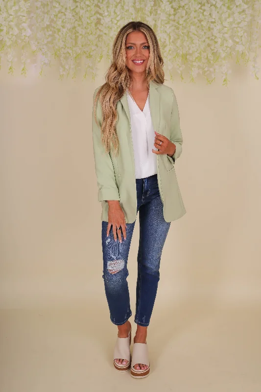 Downtown Business Blazer-Celery