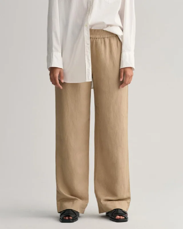 Gant Apparel Womens LINEN VISCOSE PULL-ON PANTS 209/HORN BEIGE