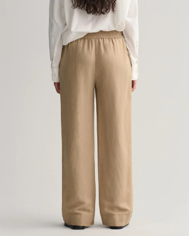 Gant Apparel Womens LINEN VISCOSE PULL-ON PANTS 209/HORN BEIGE