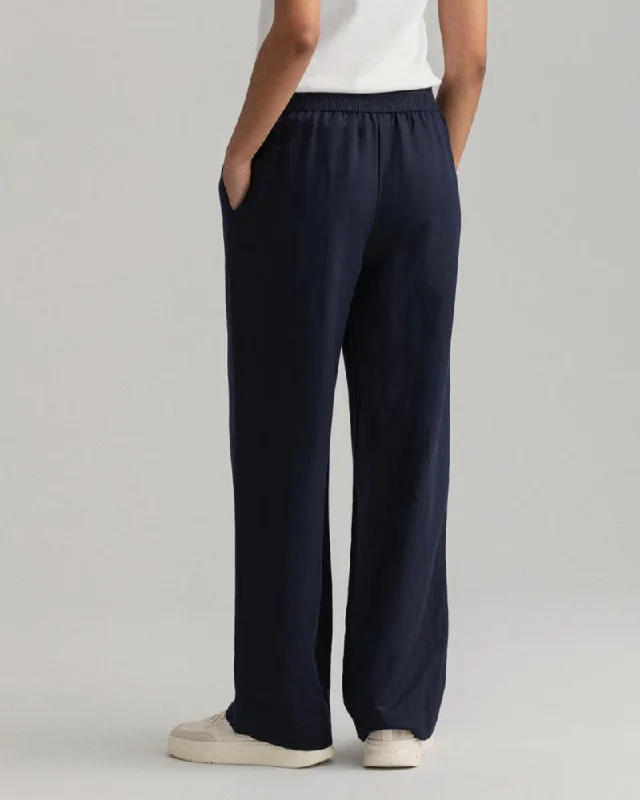 Gant Apparel Womens D2. LINEN VISCOSE PULL-ON PANTS 433/EVENING BLUE