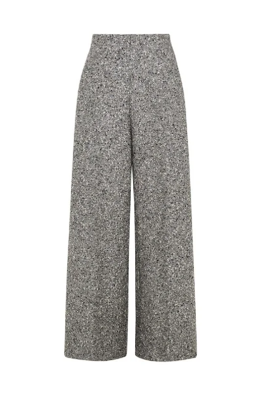 GRAY TWEED STRAIGHT PANTS