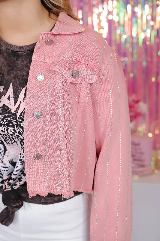 RESTOCK: Here I Come Again Denim Jacket-Blush