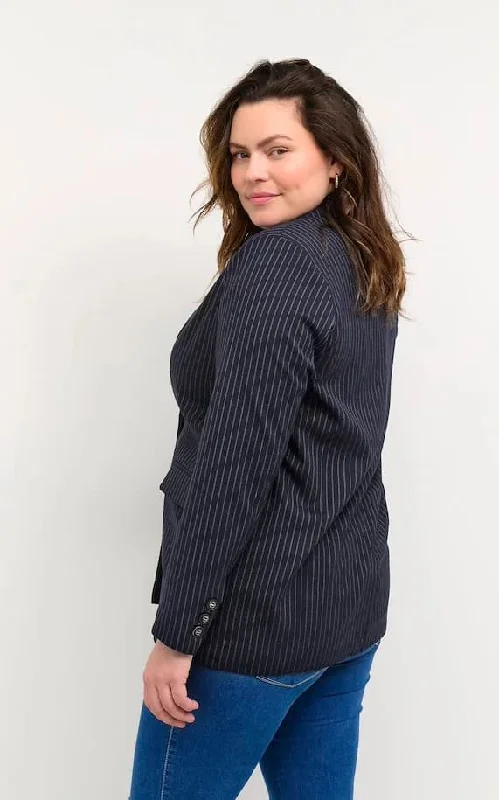 Kaffe Curve - Winna Midnight Marine Pinstriped Blazer