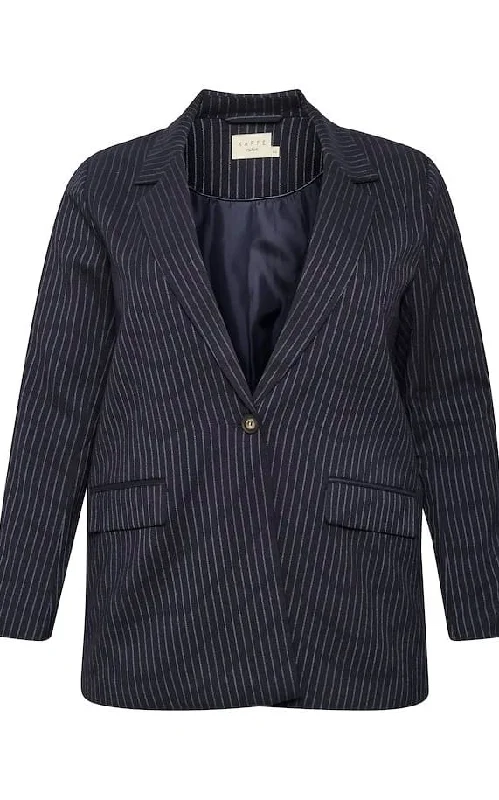 Kaffe Curve - Winna Midnight Marine Pinstriped Blazer