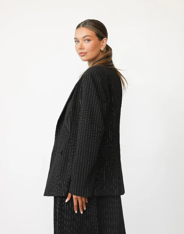 Kenza Blazer (Black Pinstripe)