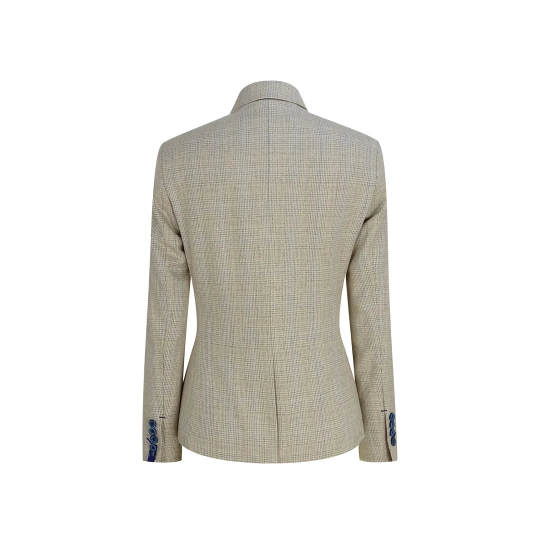 Caridi - Women's Tweed Herringbone Cream Peaky Blinders Jacket