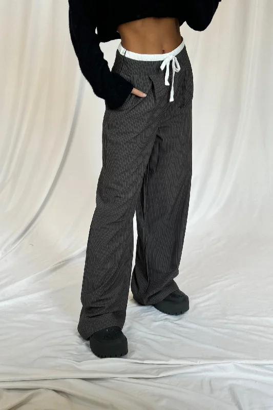 Lyric Pant Grey Pinstripe