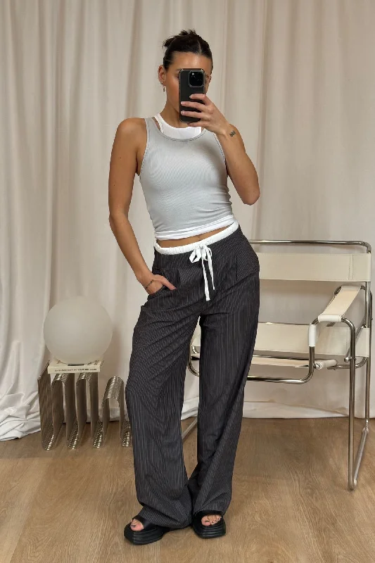 Lyric Pant Grey Pinstripe