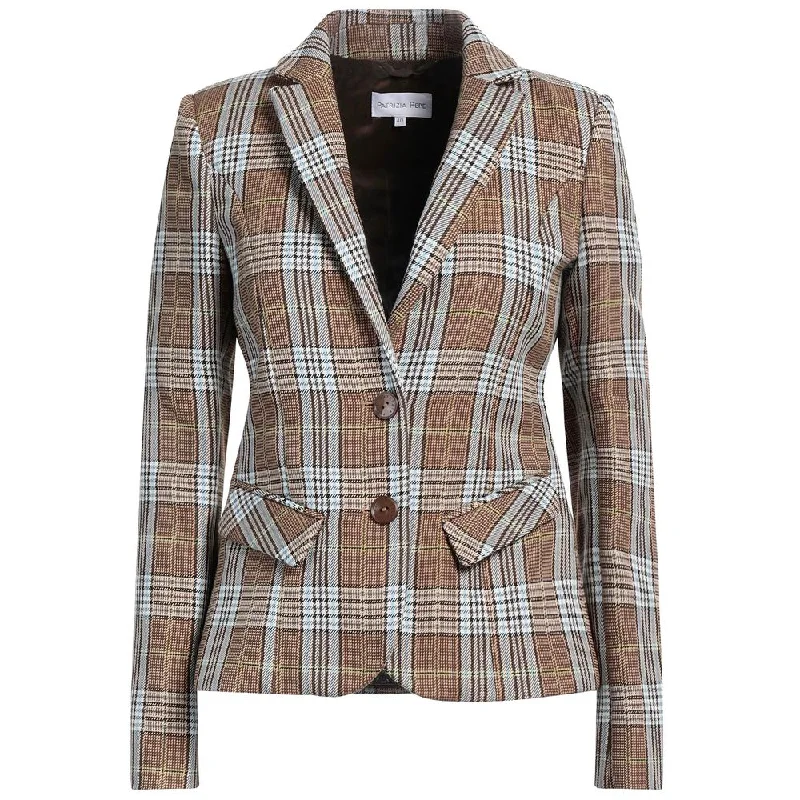 Patrizia Pepe Elegant Tartan Patterned Cotton Blend Blazer