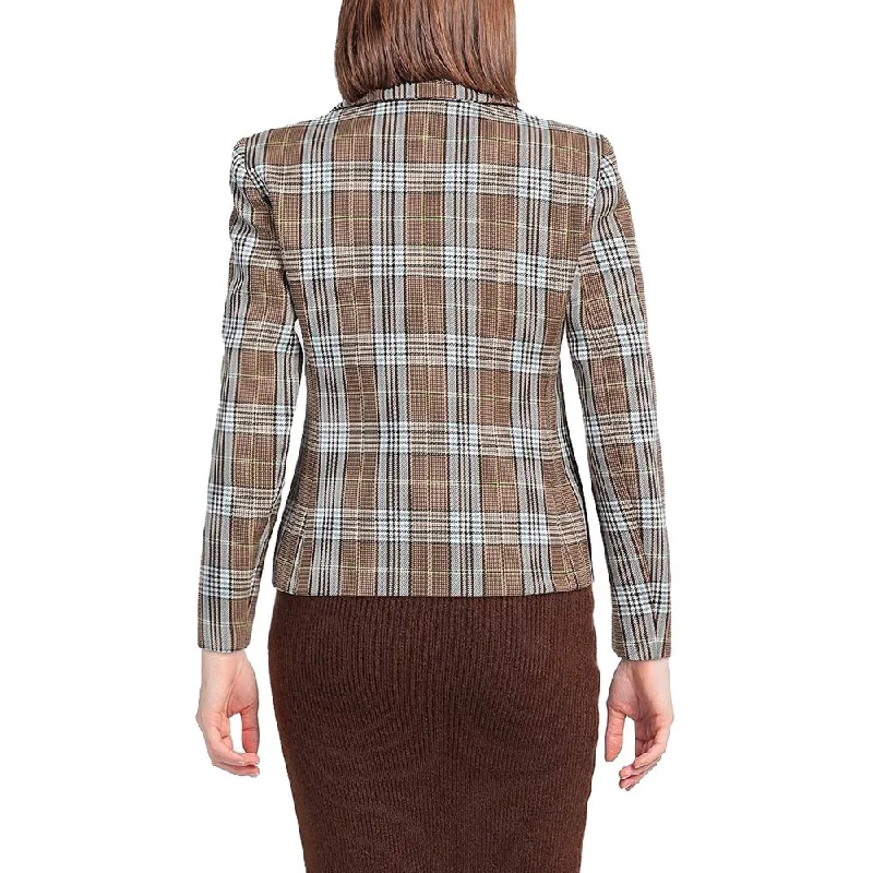 Patrizia Pepe Elegant Tartan Patterned Cotton Blend Blazer