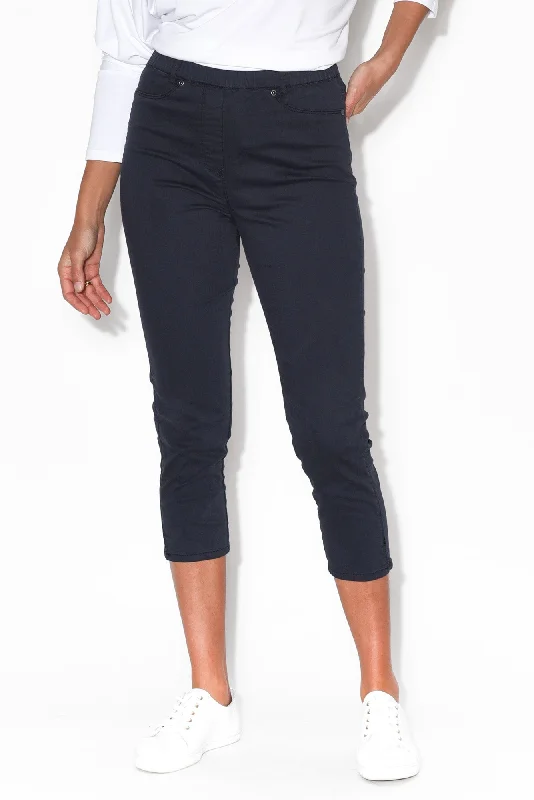 Reed Navy Stretch Cotton Capri Pants