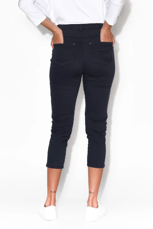 Reed Navy Stretch Cotton Capri Pants