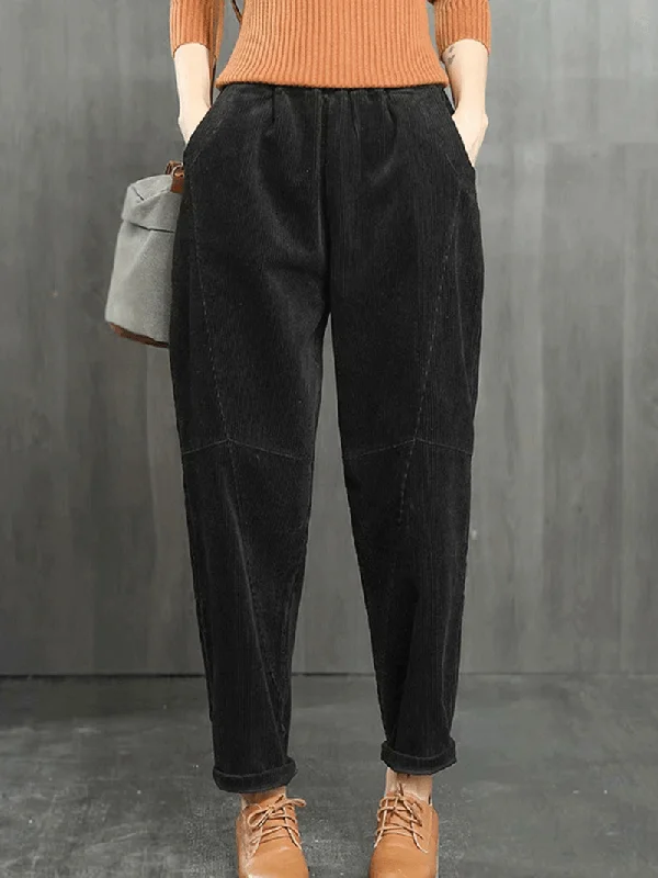 Solid Color Casual Corduroy Pants