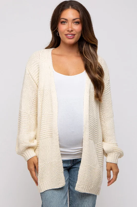 Cream Chunky Knit Oversized Maternity Cardigan