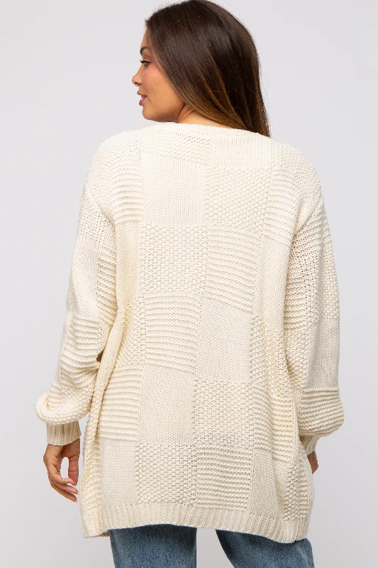 Cream Chunky Knit Oversized Maternity Cardigan