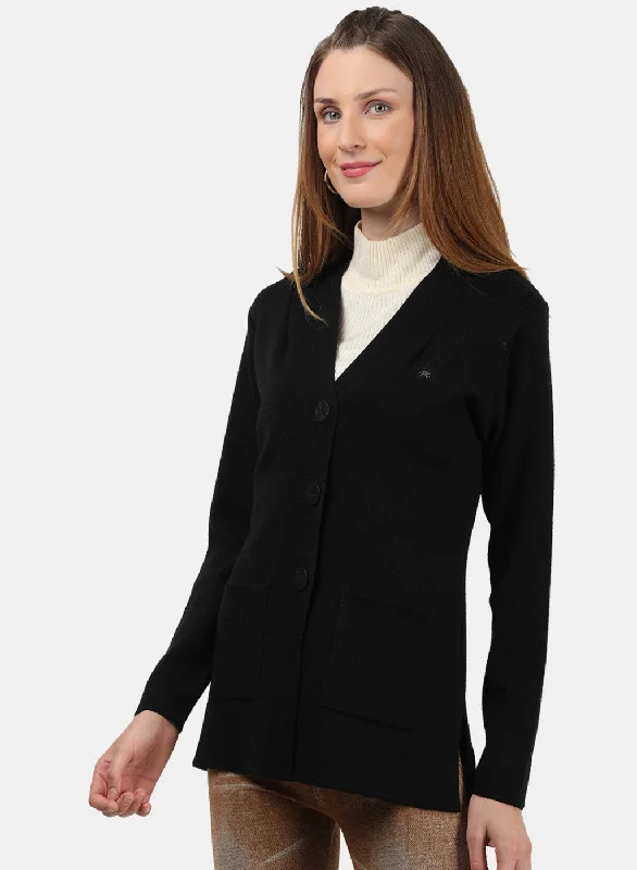 Women Black Solid Cardigan