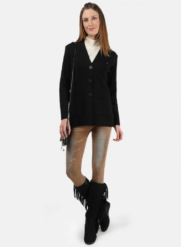 Women Black Solid Cardigan