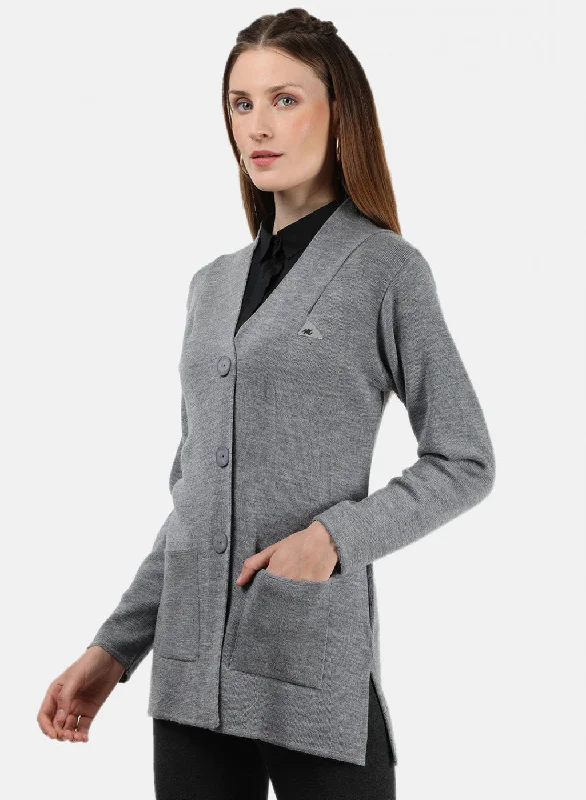 Women Grey Solid Cardigan