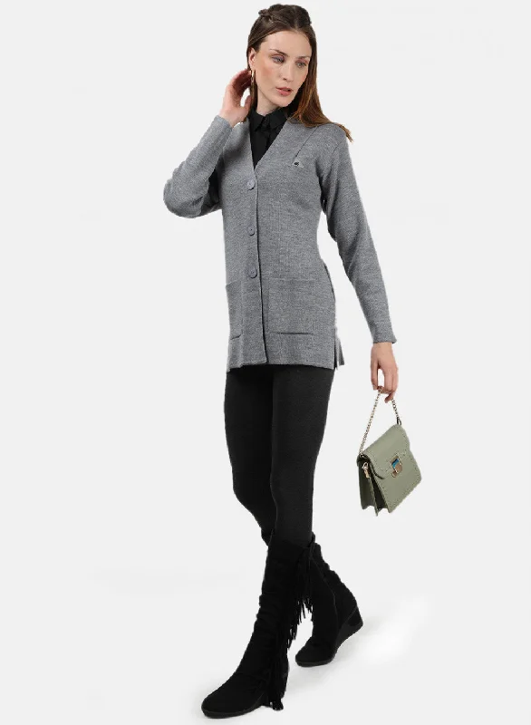 Women Grey Solid Cardigan