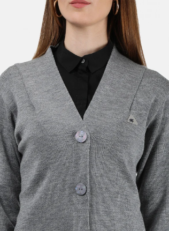 Women Grey Solid Cardigan