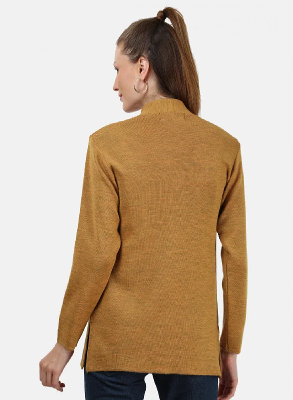 Women Yellow Solid Cardigan