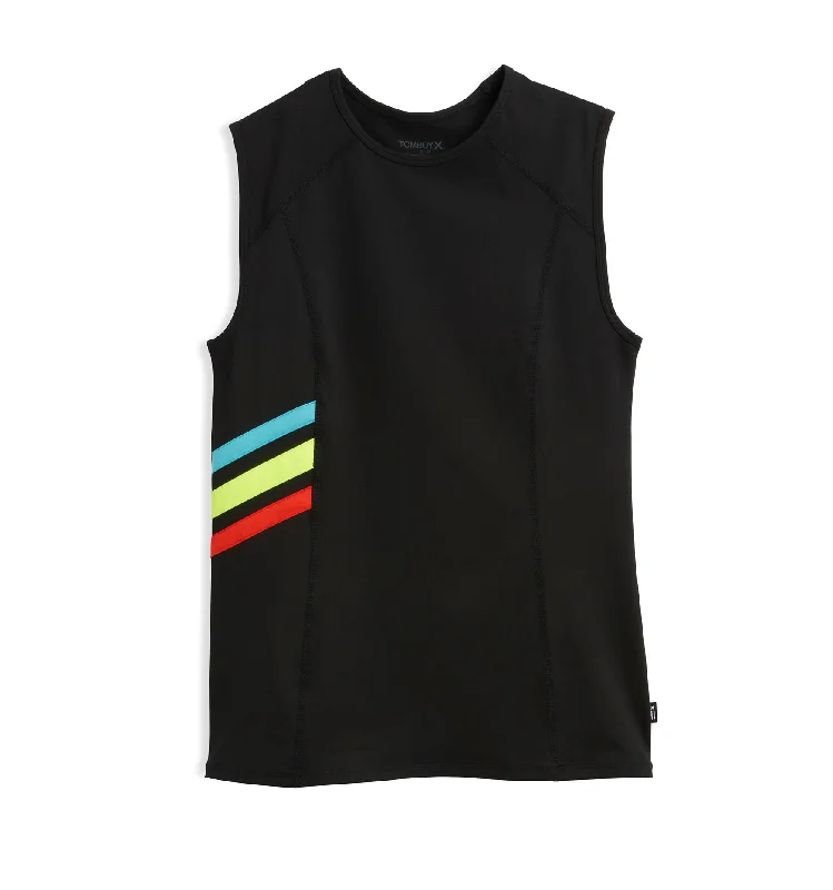 Swim Tank LC - Black with Orange Yellow & Blue Stripes