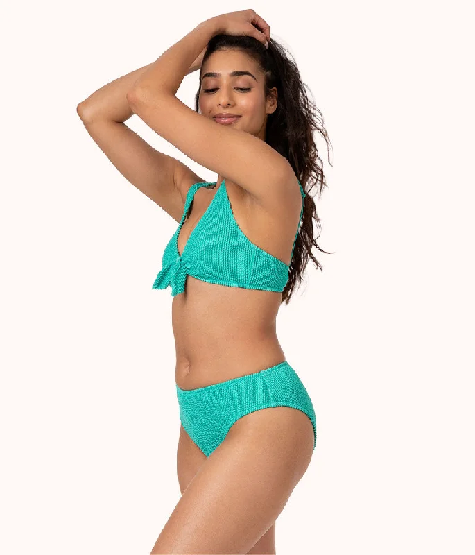 The Ruched Plunge Bralette: Aquamarine